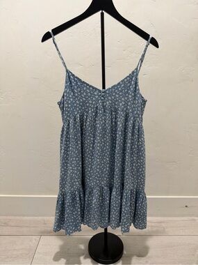 Dress Forum Blue Floral Babydoll Tank Dress S – Flowy Ruffle Hem